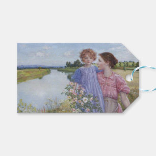Mother and Child by a River With Wild Roses Gift Tags