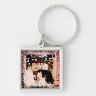 Mother and Child by Gustav Klimt Collage Keychain