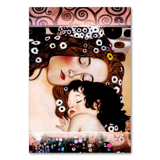 Mother and Child by Gustav Klimt Collage Table Number (Front)