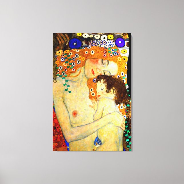 Mother and Child by Gustav Klimt Large Art Nouveau Canvas Print (Front)