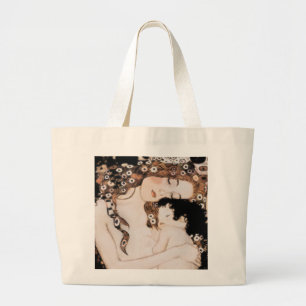 Mother and Child by Gustav Klimt Large Tote Bag