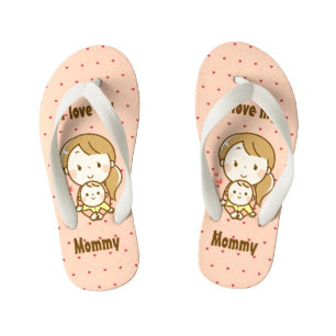 Mother and child cute kawaii cartoon kids kid's flip flops