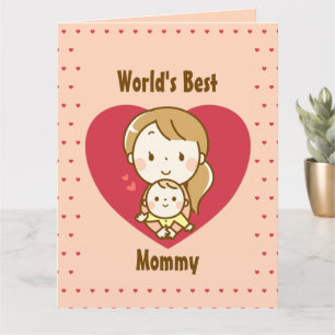 Mother and child cute kawaii cartoon mother's day card