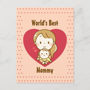 Mother and child cute kawaii cartoon mother's day postcard