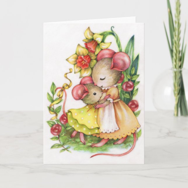 Mother and Child Cute Mice Mouse Greeting Card (Front)
