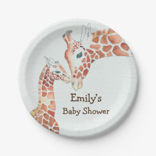 Mother and Child Giraffe Baby Shower  Paper Plate