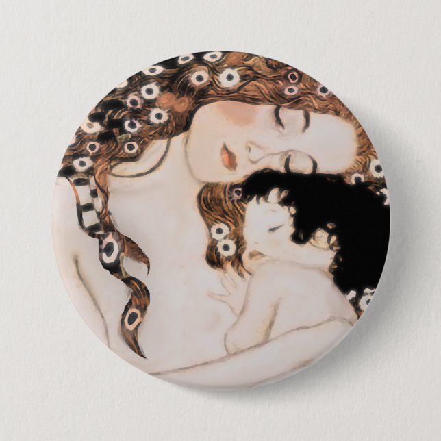 Mother and Child Gustav Klimt 3 Inch Round Button (Front)