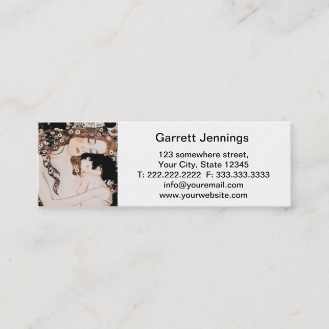 Mother and Child Gustav Klimt Mini Business Card (Front)