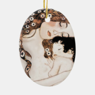 Mother and Child Gustave Klimt Ceramic Ornament