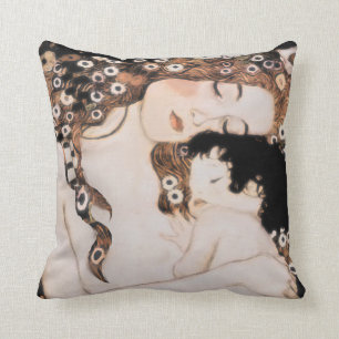 Mother and Child Gustave Klimt Throw Pillow