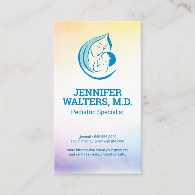 Mother and Child Illustrative Logo Business Card (Front)
