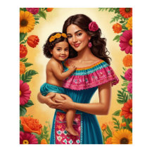 Mother and Child in Traditional Mexican Dress
