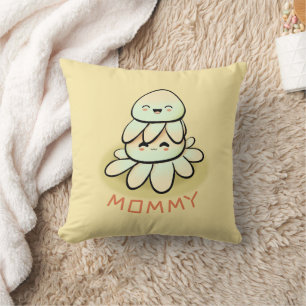 mother and child kawaii octopus  throw pillow