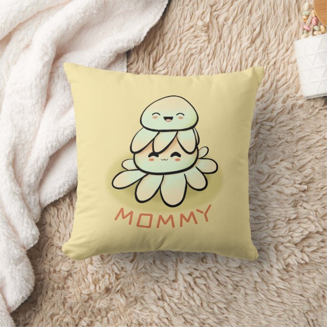 mother and child kawaii octopus  throw pillow (Blanket)