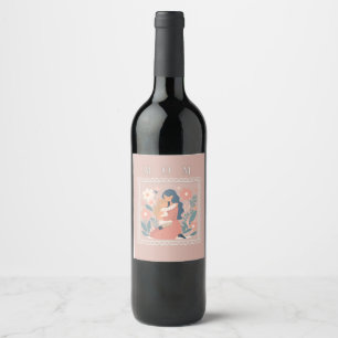 Mother and Child Mother's Day Card Wine Label