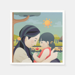 Mother and Child Mother's Day Napkin