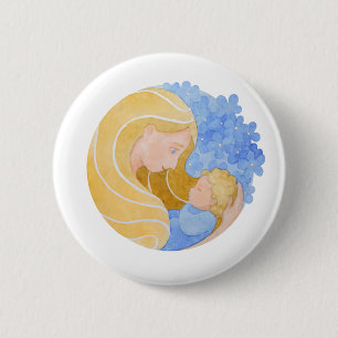 Mother and Child Mother's Day   Pin Button