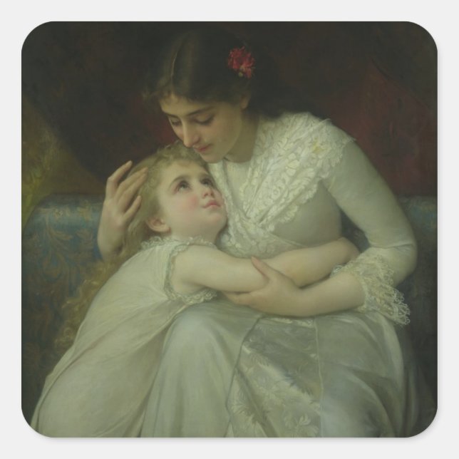 Mother and Child (oil on canvas) Square Sticker (Front)