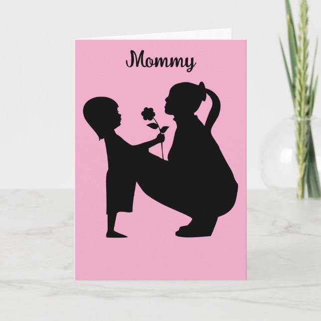 Mother And Child Silhouette Holiday Card (Front)