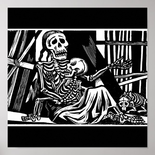 "Mother and Child Skeletons" by Leopoldo Mendez. Poster (Front)