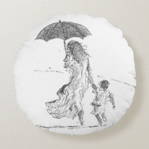 Mother and Child Sri Lanka Round Pillow