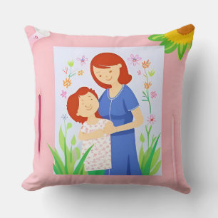 Mother and Child Throw Pillow