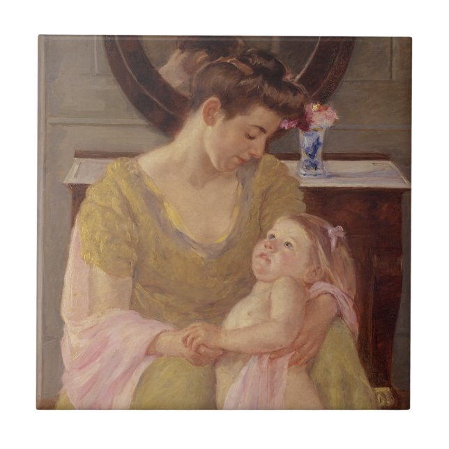 Mother and Child with a Rose Scarf | 1908 Tile (Front)