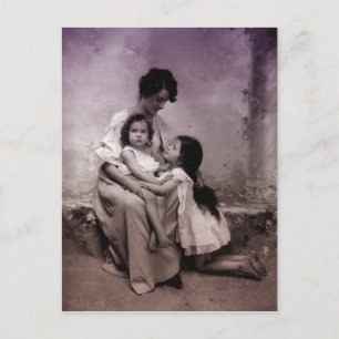 Mother and children portrait postcard