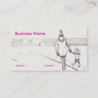 Mother and daughter beach walk business card