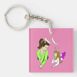 mother and daughter bunnygirls keychain