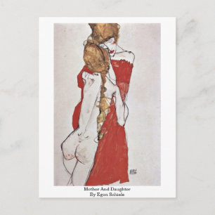 Mother And Daughter By Egon Schiele Postcard