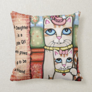 Mother and Daughter Cats Love Throw Pillow