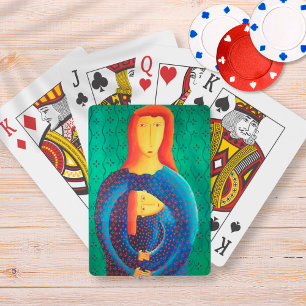 Mother And Daughter Contemporary Art Painting Playing Cards