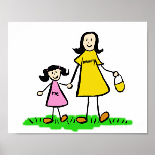 Mother and Daughter Custom Family Character Poster