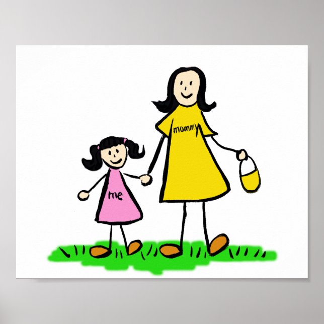 Mother and Daughter Custom Family Character Poster (Front)