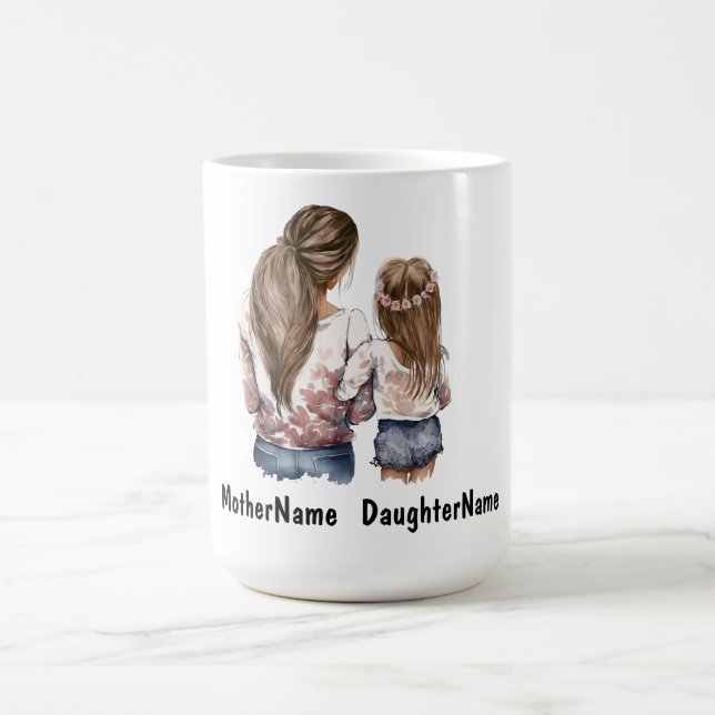 Mother and daughter custom name personalized aquar coffee mug (Center)
