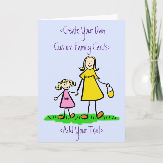Mother and Daughter Family Custom Greeting Card (Front)