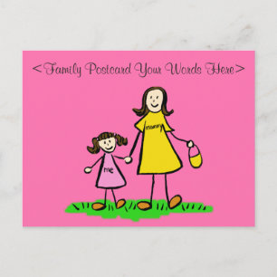 Mother and Daughter Family Customized Art Postcard