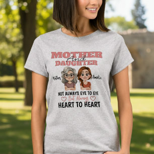 Mother and Daughter Heart to Heart Illustration T-Shirt