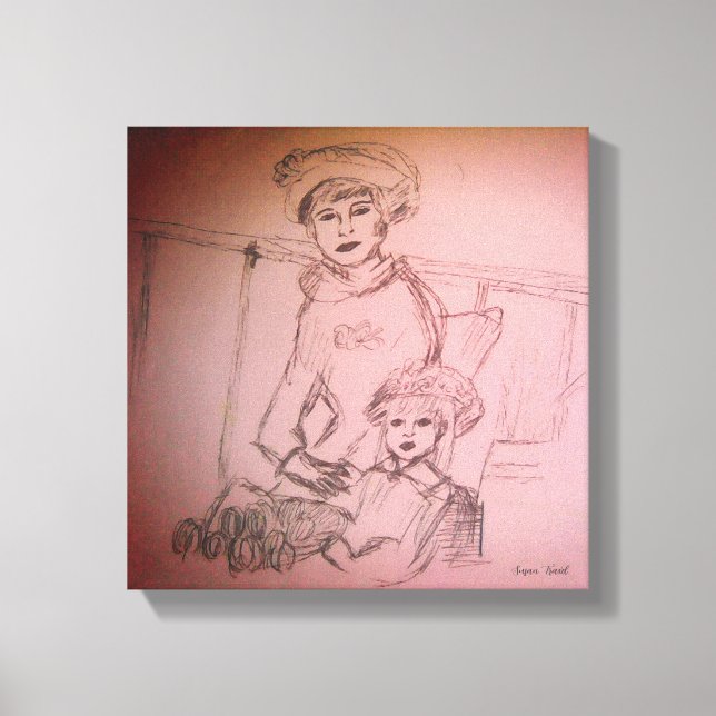 mother and daughter portrait  canvas print (Front)