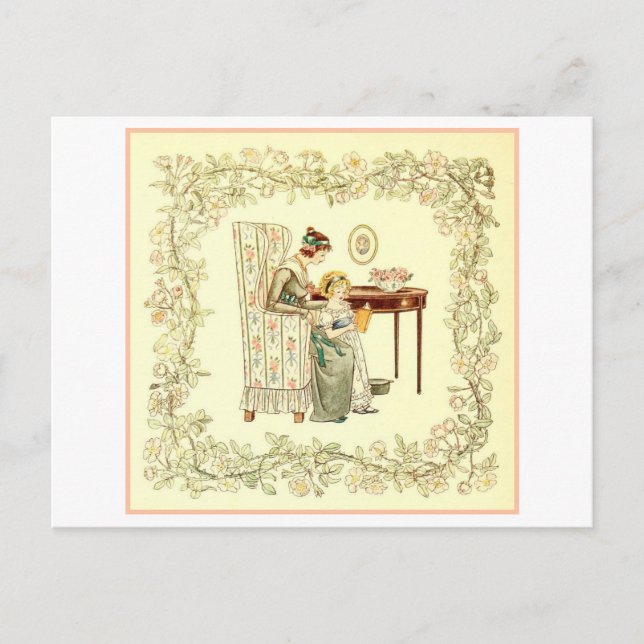 Mother and Daughter Reading Postcard (Front)