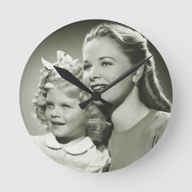 Mother and Daughter Round Clock (Front)