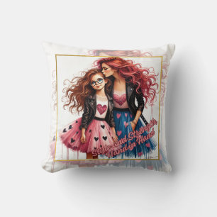 Mother and Daughter Throw Pillow