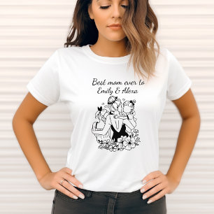 Mother And Daughters Line Art T-Shirt