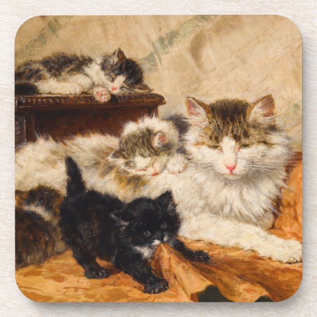 Mother and Her Kittens Coaster (Front)