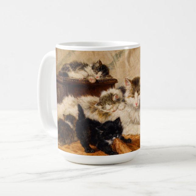 Mother and Her Kittens Coffee Mug (Front Left)