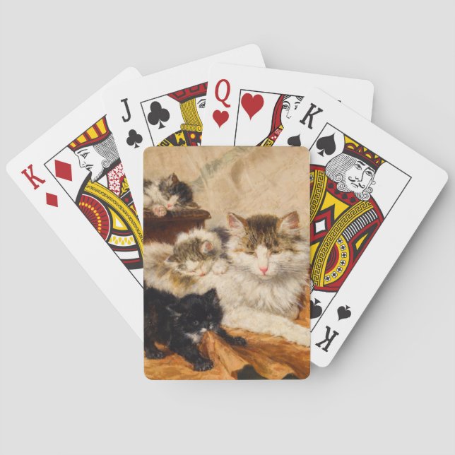 Mother and Her Kittens Playing Cards (Back)
