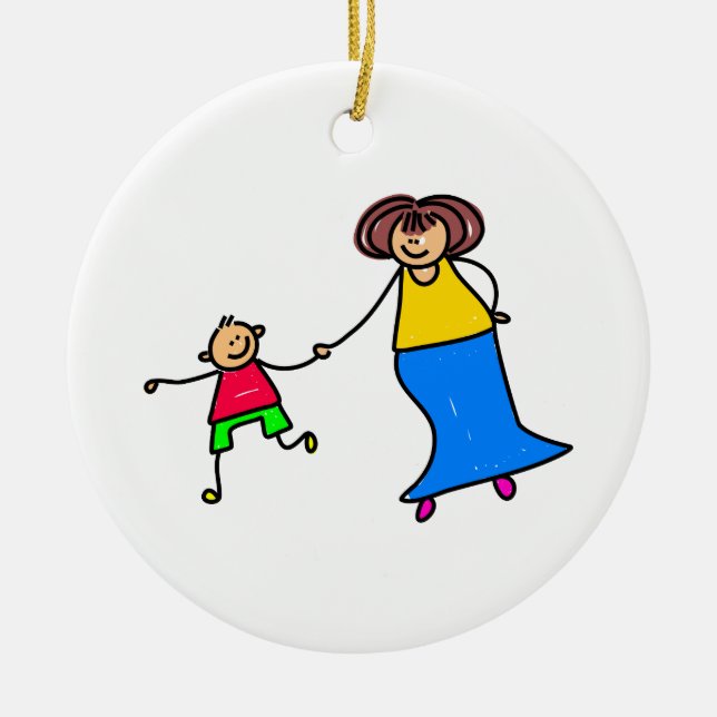 Mother And Son Ceramic Ornament (Front)