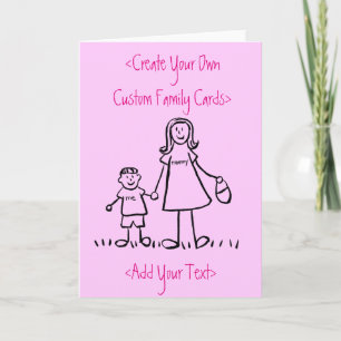 Mother and Son Custom Family Art Greeting Card