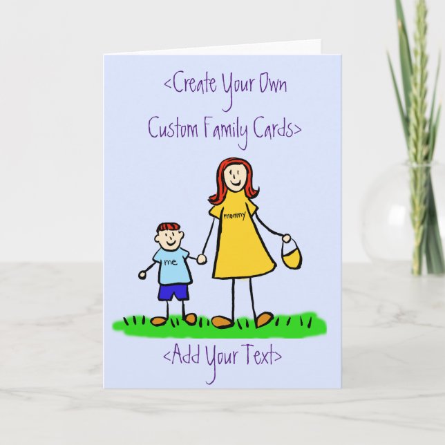Mother and Son Custom Family Art Greeting Card (Front)